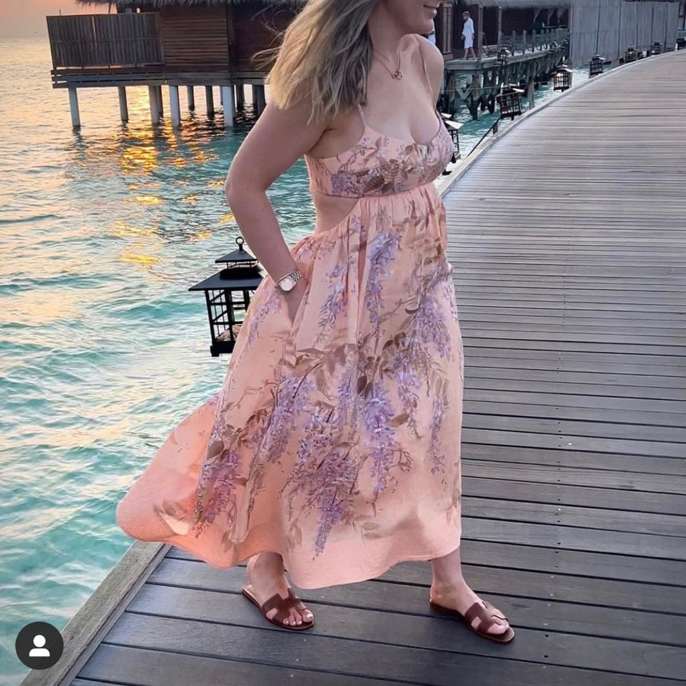 Zimmermann Linen Floral Midi Dress